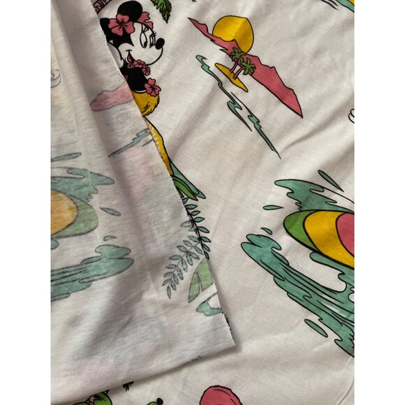 Vintage Disney Mickey & Minnie Hawaiian Tropical 90s Fabric Polyester Stretchy - Picture 5 of 9